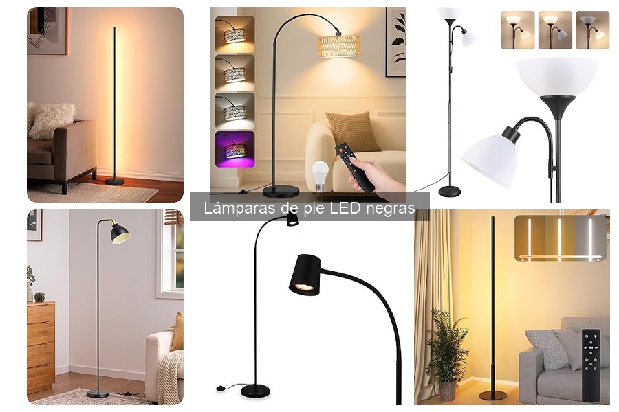 Alternativas a Lámparas de Pie LED Negras para tu Sala
