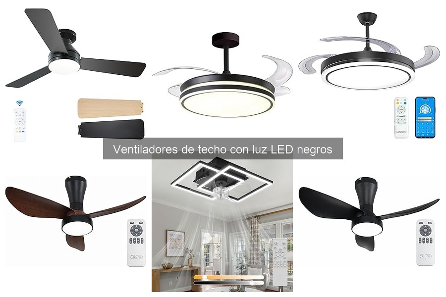 Comparativa de ventiladores de techo con luz LED negros