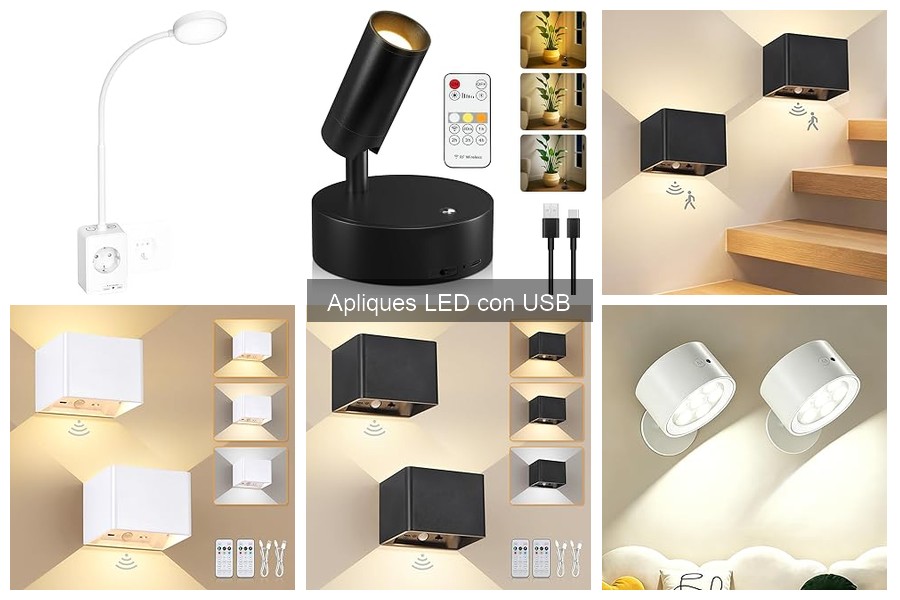 Mejores apliques LED con USB para dormitorio y lectura
