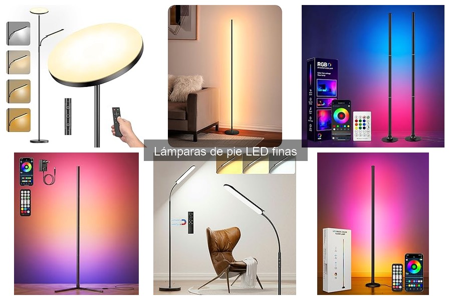 Mejores lámparas de pie LED finas para espacios pequeños